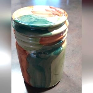 Hand Painted Pottery Jar with Lid